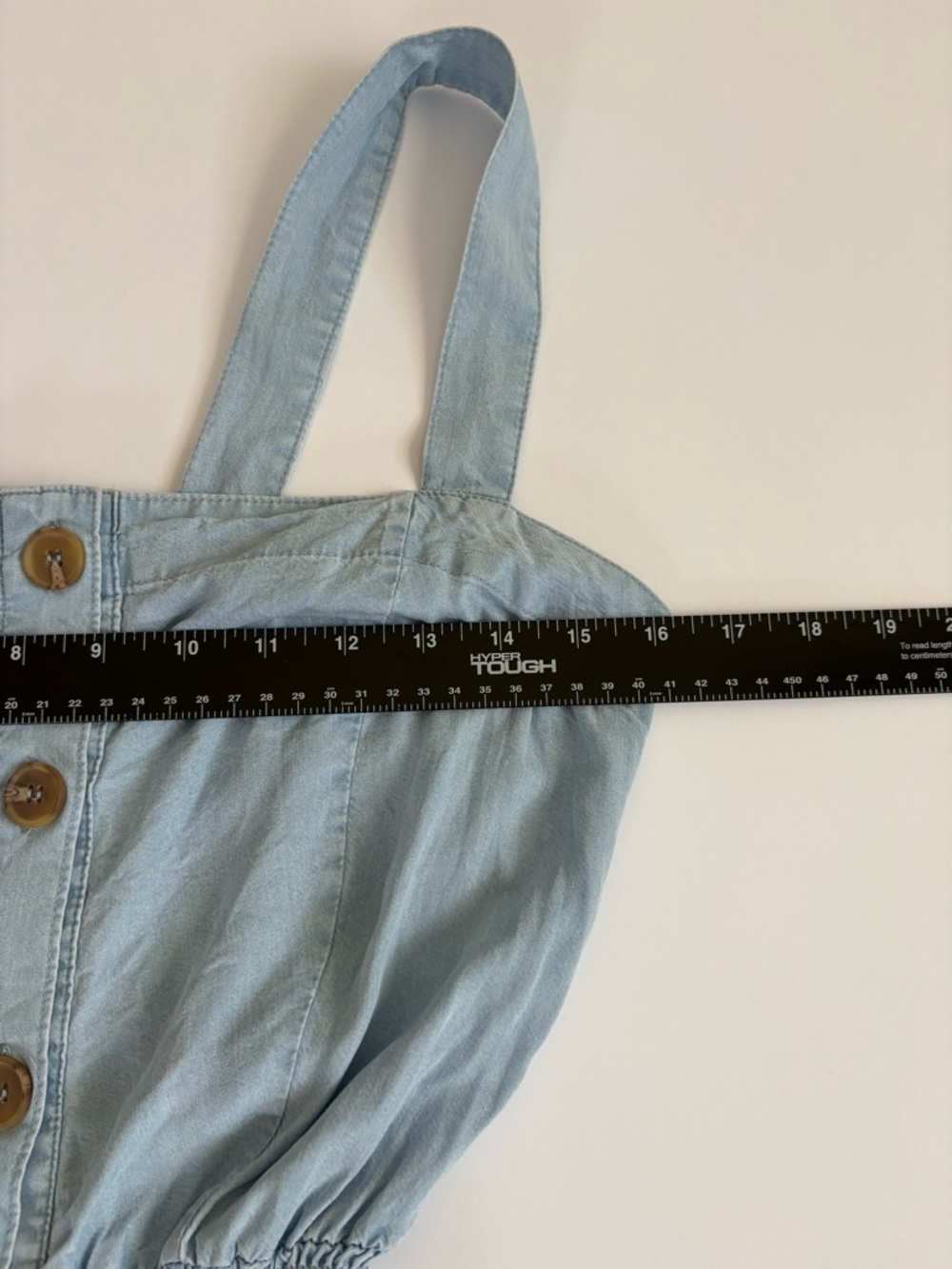 Love Tree Small Light Wash Denim Sundress Button-Down Front Wide Straps - Picture 9 of 10